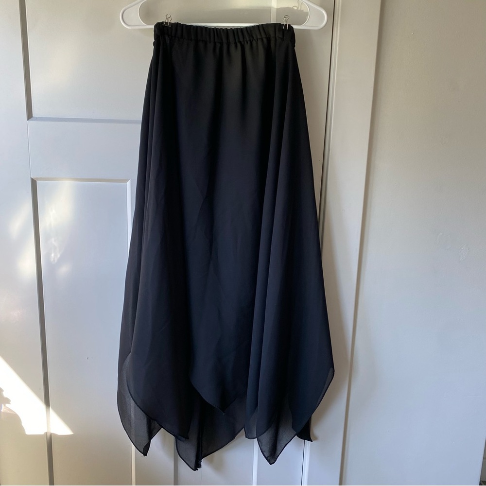 Vintage Black Skirt Handkerchief Layered Hem